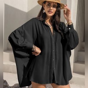 Black Lace Affair Button Shirt